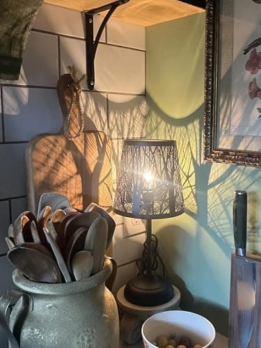 3 Level Dimmable Touch Table Lamp, Black Metal Tree Pattern Shadow Lamp, Small Bedside Night Light for Kids, Vintage Accent Decor Lamp Halloween Indoor Mood Lighting Bedroom Living Room Small Spaces thumbnail 6