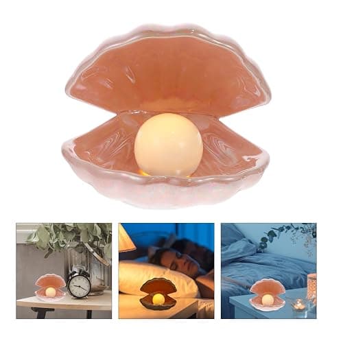 IMIKEYA Shell Pearl Night Light: LED Pearl Lamp for Kids Room, Bedroom, Living Room Home Decor (Pink) thumbnail 8