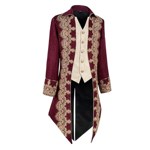 Crubelon Men Steampunk Medieval Jacket Gothic Victorian Frock Coat Uniform thumbnail 7