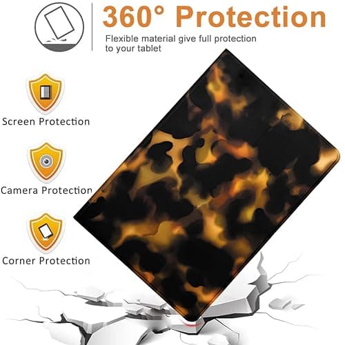 NBCDSUJ Brown Amber Tortoise Shell Tablet Case for iPad Air 5th/4th 2022/2020 10.9"/Air 11(M3/M2) 11", Cool Tortoise Shell Print Design Cover for Girls Boy, Trendy Protective Cases Flip Leather Funda thumbnail 5
