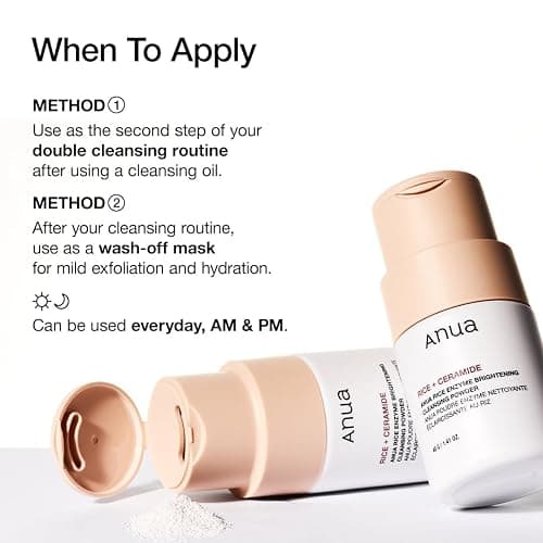 ANUA RICE ENZYME BRIGHTENING CLEANSING POWDER, Rice Mask, Ceramide, Gentle Face Wash for Brightening, Radiant Skin, Facial Cleanser for Dry Skin, Korean Skincare, Fragrance Free, 40g/1.41fl.oz. thumbnail 7