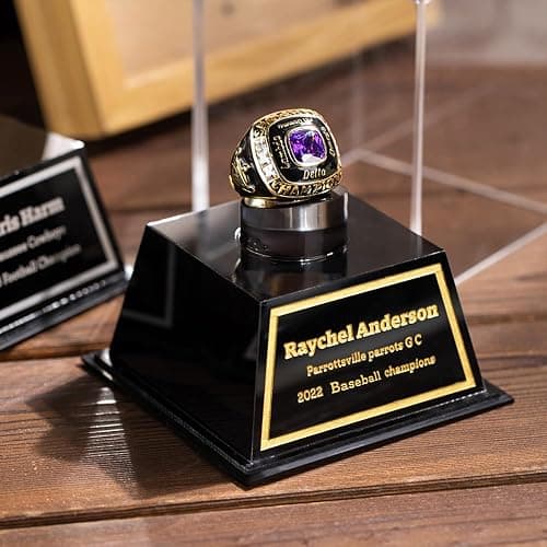 BYFDIY Custom Championship Ring Display Case Acrylic Baseball Ring Holder Personalized Name Rings Display Case for Football Softball Basketball Sport Size 3×3×3.5INCH thumbnail 4