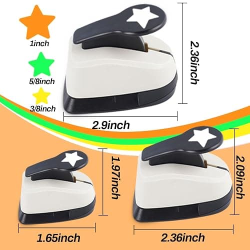 Star Hole Punch, Star Punch, Star Paper Punch, Star Hole Puncher, Star Puncher for Crafts, Star Lever Punch, 1 inch Craft Punch, 5/8 inch Hole Punch Shape, 3/8 inch Paper Punch for Crafting thumbnail 6