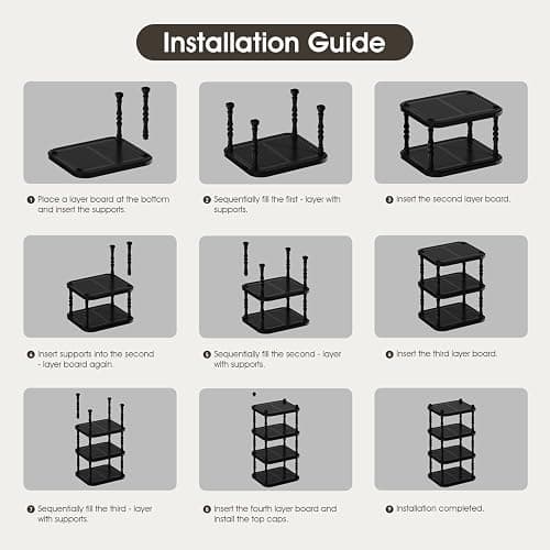 ZNYOPA 5-Tier Vertical Shoe Rack – Space-Saving Tall Narrow Shoe Organizer for Entryway, Closet, Stackable & DIY, Perfect for Small Rooms, Black thumbnail 7
