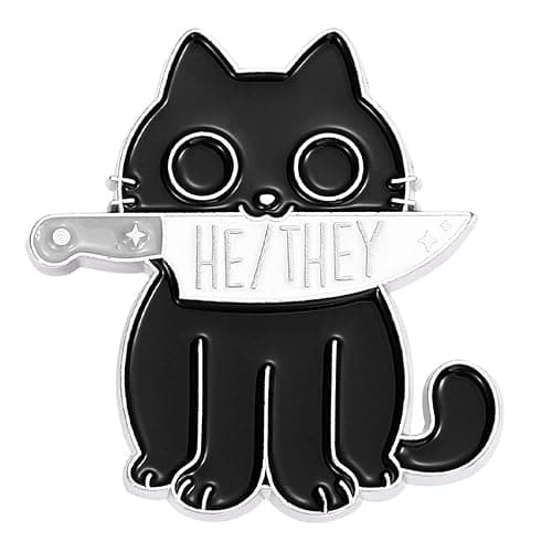 COLORFUL BLING Pride Pronouns Cute Cat Pin Brooch Letters She They/He Him/They Them/She Her/He for Women Men Unisex Jewelry Gifts Gender Identity Bulk Pins for Pride Lapel - Image 1