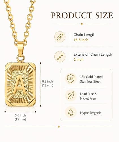 Glimmerst Initial Pendant Necklace 18K Gold Plated Stainless Steel Letter Necklace Personalizd Name Necklace for Women thumbnail 6