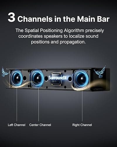 Want: ULTIMEA 7.1Ch Soundbar with Dolby Atmos, APP Control, Surround Sound System for TV, 4 Wired Surround Speakers, Sound Bar for TV with 6.5" Wireless Subwoofer, Soundbar for TV, Poseidon D80 Upgraded thumbnail 3