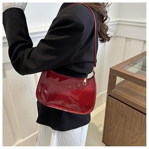 Patent Leather Clutch Purse Shiny Evening Handbags for Women Armpit Shoulder Bag MINI Hobos thumbnail 7