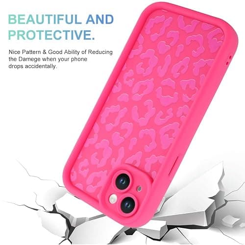 MOWIME Compatible with iPhone 14 Case, Cheetah Print Shockproof Soft TPU Protective Cover for Women Girls, Slim Anti Scratch Leopard Case for iPhone 14 6.1 Inch, Hot Pink thumbnail 3