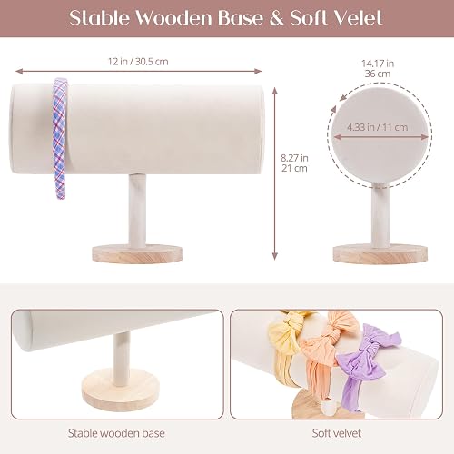 ProCase Headband Holder Stand (1 Pack), Headwear Storage Organizer Display Rack for Hair Accessories Hairband Bow Jewelry for Girls Women -Beige thumbnail 3