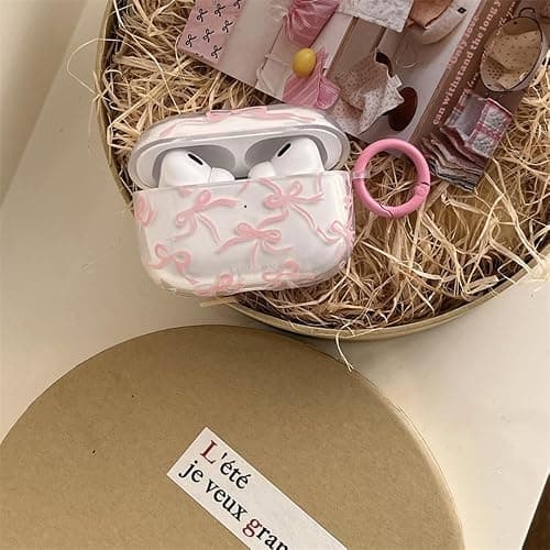 Reownest Clear for AirPods 4th Generation (2024) Cute Bow Pattern Bowknot Aesthetic Design Shockproof Keychain Cover Soft Headphone Cases for Airpods 4 -Clear thumbnail 3
