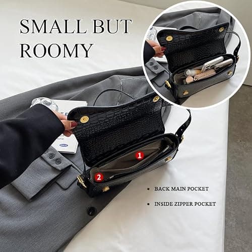 2025 Small Shoulder Bag Y2K Purse for Women, Crocodile Clutch Purse Handbag Satchel Tote Bag Classic Retro Crossbody Bag thumbnail 3