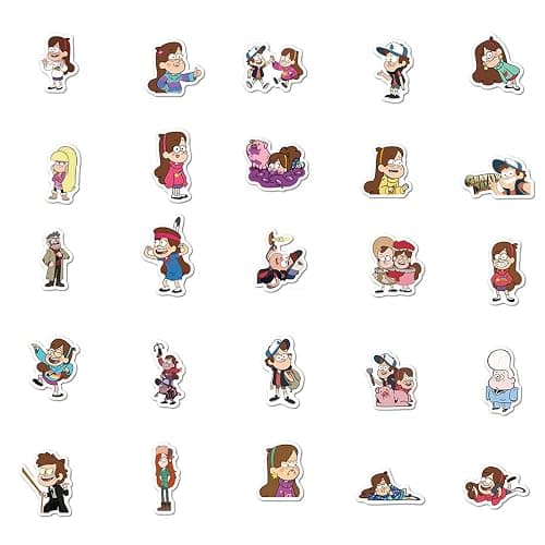50Pcs Mixed Cartoon Gravity Falls Stickers Gifts for Kids Girl Laptop, Cute Waterproof Vinyl Cartoon Decal for Teen Water Bottle Bike Guitar Phone Skateboard Luggage (Gravity Falls) thumbnail 2