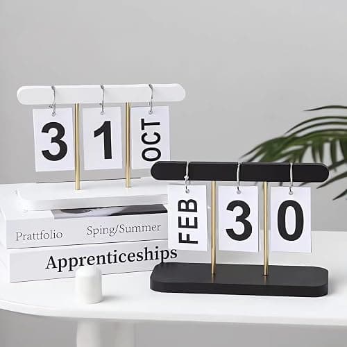 SUPTEC Perpetual Daily Flip Calendar for Desk 2026 Reusable Office Desktop Decor Home Accessories Photography Props (White) thumbnail 3