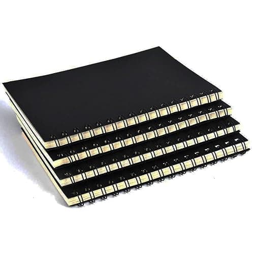 4 Pack A5 Sketchbook, Spiral Cover Blank Page Sketch Book Sketch Pad, Kraft Cover Sketch Drawing Pad Art Book, 50 Sheets Blank Paper Sketch Book for memos, Painting and Graffiti(Black) thumbnail 9