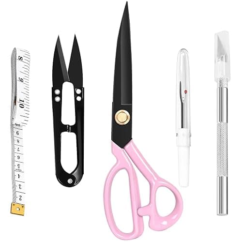 Professional Tailor Scissors Heavy Duty - Multi-Purpose Sewing Fabric Scissors for Leather Cutting Industrial Sharp Shears Home Office Arts, and Crafts (9 Inch) Pink thumbnail 4