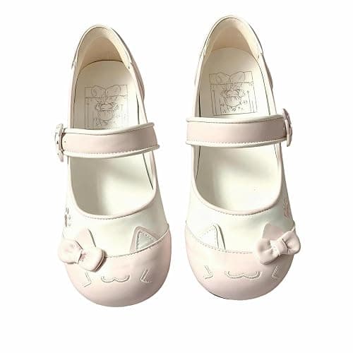 Women Cute Sneakers, Bow Detail Mary Janes 3D Cat Pattern Japanese Harajuku Style JK Shoes Lovely Round Toe Flats Pink Kawaii Kitten Footwear - Image 1