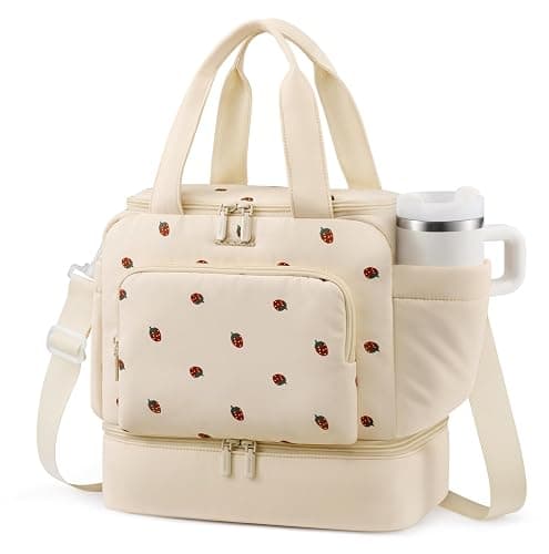 LOVEVOOK Insulated Lunch Bags for Women, Double Deck Pink Lunch Box | Quilted Puffer Lunch Bag Women, Fit and Fresh, Wide Opening Loncheras Para Mujer, Large Lunch Cooler For Work Travel Teacher - Image 1