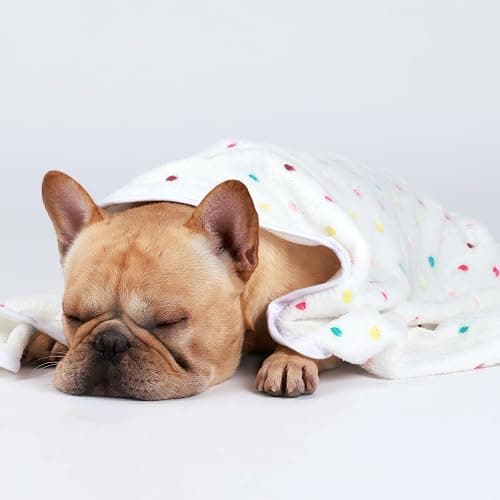 1 Pack 3 Blankets Super Soft Cute Dot Pattern Pet Blanket Flannel Throw for Dog Puppy Cat Beige/Brown/Pink Small thumbnail 5