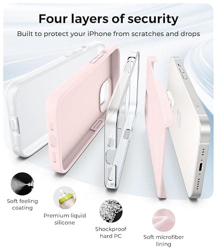 AOTESIER Compatible with iPhone 14 Case, Full Body Food-Grade Silicone Wear-Resistant, Anti-Drop Protection with Soft Anti-Scratch Microfiber Lining Phone Case for iPhone 14, 6.1 inch, Chalk Pink thumbnail 7