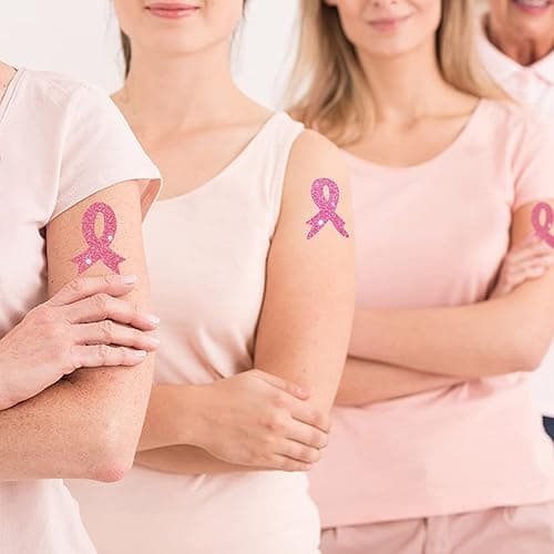 20 Sheets 240 Pcs Breast Cancer Temporary Tattoos Stickers Temporary Pink Ribbon Tattoos Breast Cancer Body Tattoos for Women Girls Face Body Accessories thumbnail 3