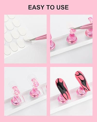 Difenni Nail Stand for Press Ons, Nail Holder for Painting Nails, Upgraded Solid Acrylic Magnetic Fake Nail Stands Tips, Flower Nail Holder with Double-sided Tape Practice Nail Art Tools thumbnail 7