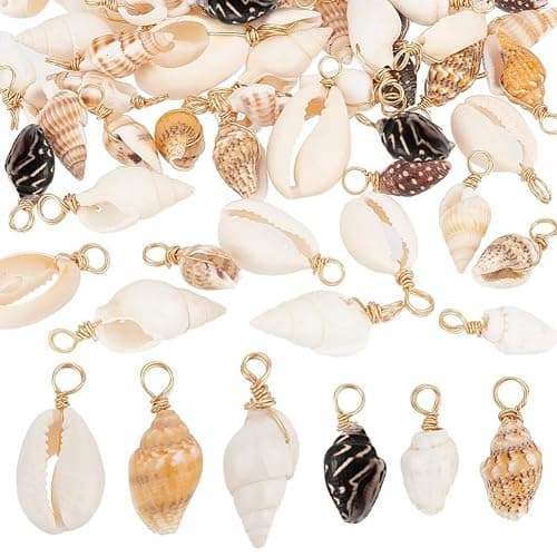 PH PandaHall Shell Pendants Spiral Seashells Craft Charms Cowrie Sea Shells Pendant Natural Shell Charms Conch Shells with Loop Bail - Image 1