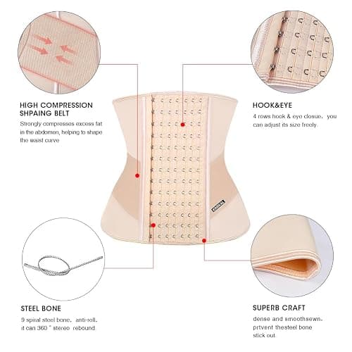KIMIKAL Women Waist Trainer Corset Belt: Under Clothes Sport Tummy Control Long Torso Shapewear thumbnail 4