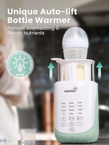 GROWNSY Nutri Bottle Warmer with Innovative Auto-Lift Feature, 10-in-1 Fast Baby Bottle Warmer with Night Light, Retain Nutrients Milk Warmer for All Bottles thumbnail 2