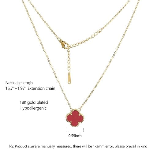 POLYREAL Lucky Clover Necklace For Women Girls, 18K Gold Plated Cute Fashion Simple Girls Titanium Steel Hypoallergenic Pendant thumbnail 2