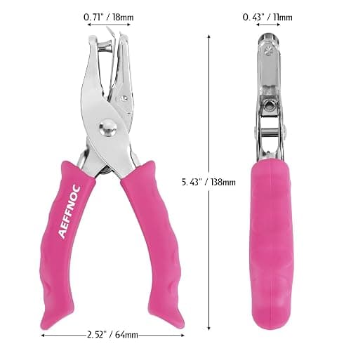 AEFFNOC Single Hole Punch, One Hole Puncher with Soft Grip Handle, 1/4 Inch Paper Hole Punches, Small Hole Punchers with Paper Mess Tray, 6 Sheets Capacity, for Crafts, Scrapbooks (Pink) thumbnail 2
