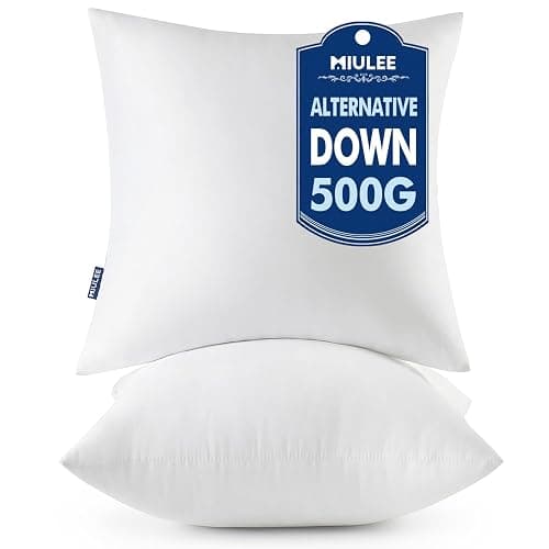 MIULEE Throw Pillows Inserts, Pack of 2 18x18 Inch 100% Virgin Fiber Filling Bed Couch Pillows - Image 1