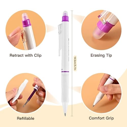 Erasable Gel Pens, 6 Colors Retractable 0.7mm Fine Point Erasable Pens Clicker + 6 Counts Refills, Assorted Color Inks, Make Mistakes Disappear for Writing Planner Drawing and Crossword Puzzles thumbnail 3