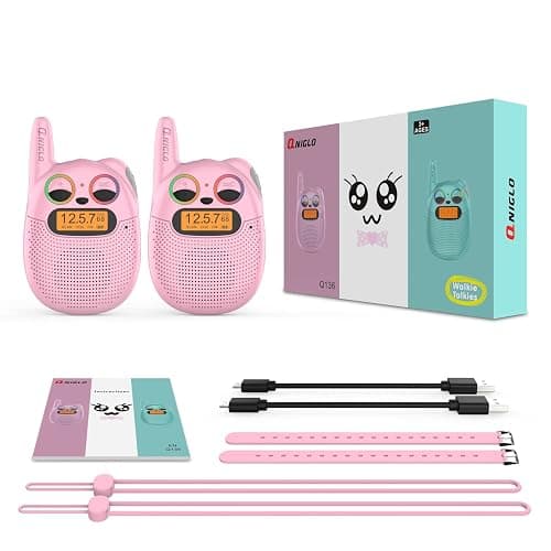 Walkie Talkies for Kids Rechargeable, Toys for 3+ Years Old Kids Walkie Talkies Rechargeable, Up to 2 Mile 2 Way Radio Birthday Toys for Girls And Boys, Pink thumbnail 7