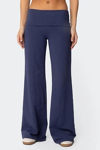 Qmlyev Wide Leg Sweatpants for Women Fold Over Low Rise Flare Yoga Lounge Pants Back to School Clothes for Teen Girls thumbnail 2