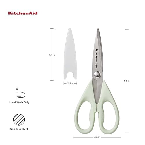 KitchenAid All Purpose Kitchen Shears with Protective Sheath Durable Stainless Steel Scissors, Dishwasher Safe, Soft Grip Comfort Handle, 8.72 Inch, Pistachio thumbnail 2