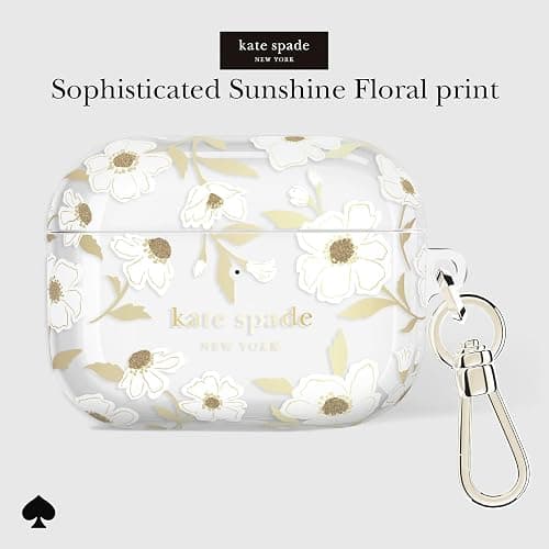 Kate Spade New York AirPods Pro 3 Protective Case with Keychain Ring Clip - Sunshine Floral, Compatible with AirPods Pro 3rd Generation thumbnail 3