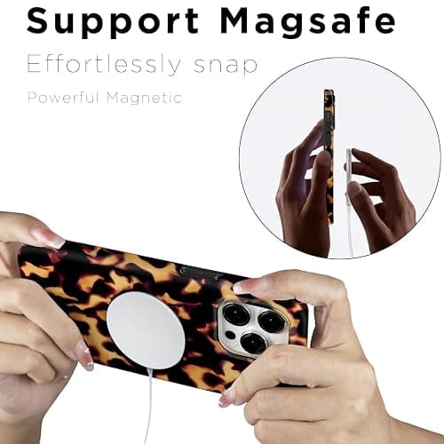 uCOLOR Compatible with iPhone 12/12 Pro Case [8 ft Drop Tested] Compatible with MagSafe - Protective Luxury Designer Mag Series Cases (Tortoise Shell) thumbnail 3