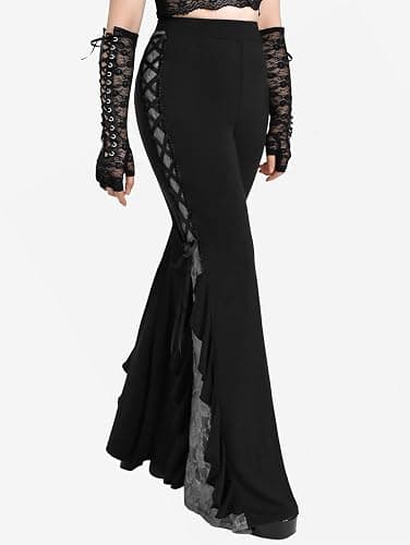 ROSE GAL Rosegal Women Plus Size Bell Bottoms Gothic Flare Pants thumbnail 3