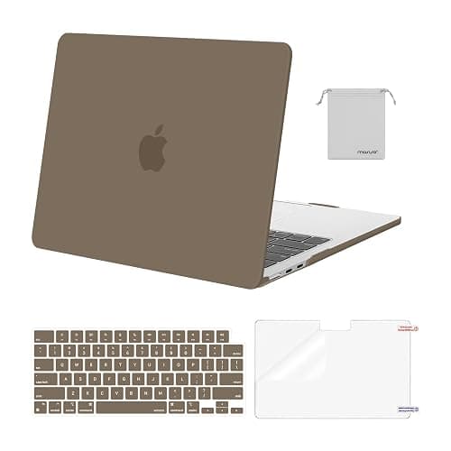 MOSISO Compatible with MacBook Air 13 inch Case 2025 2024 2023 2022 M4 A3240 M3 A3113 M2 A2681, Plastic Hard Shell&Keyboard Cover&Screen Film&Pouch for MacBook Air 13.6 inch Case, Taupe Brown - Image 1