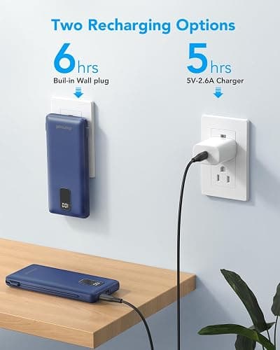 charmast Portable Charger with Built-in Cables and Plug, 10000mAh USB C Power Bank Fast Charging, External Battery Pack Slim, Travel Essentials Compatible with iPhones, Samsung Galaxy, iPad thumbnail 4