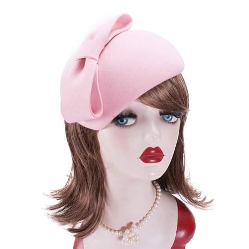 Lawliet Teardrop Women 1940s Wool Felt Fascinator Hat Bow Tam Beret Casque A568 thumbnail 6