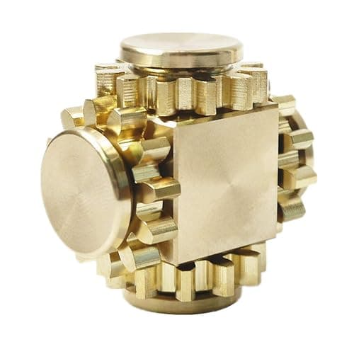 DMaos Fidget Cube Spinner, Linkage 4 Gears Figity Spin Finger Games, Metal Brass with Super Smooth Bearings, Durable Mechanics Romoveable, Small Premium Figit Toy - Gold thumbnail 2