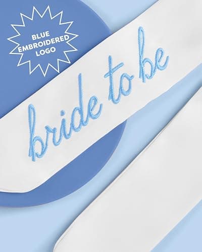xo, Fetti Blue Bride to Be Embroidered White Hair Bow | Bachelorette Party Hairpiece, Bridal Shower Accessory, Bridesmaid Gift, Wedding Headband, Engagement Accessory thumbnail 5