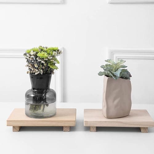 Wood Bathroom Tray Farmhouse Decor Kitchen Soap Holder, 9"x6" Burlywood | Waterproof, Lightweight, Easy Clean, Small Wooden Riser Pedestal Stand Accessories for Office Desk, Vanity, Counter, Sink thumbnail 5