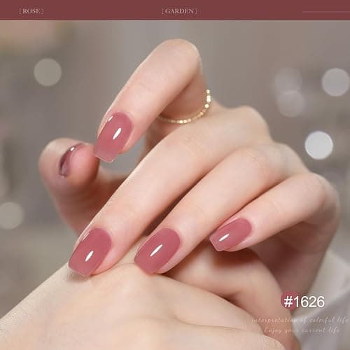GAOY Gel Nail Polish Kit with UV Light for Beginners, 6 Colors Sheer Nude Red Pink Brown, Gel Polish Kit with Top and Base Coat for Salon and Nail Art DIY at Home, Rose Garden thumbnail 5