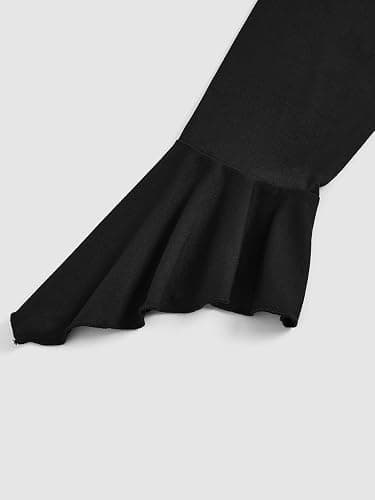 SHENHE Women's Plus Size Cold Shoulder Dress Bell Sleeve Drawstring Asymmetrical Flowy Gothic Fairy Dresses thumbnail 6