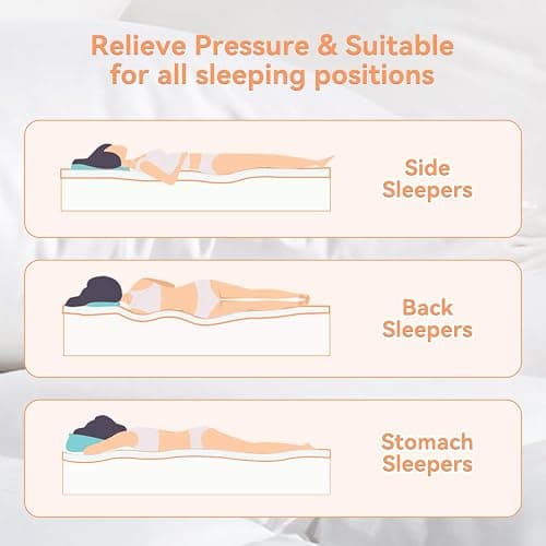 Twin XL Mattress Topper for Back Pain Relief, Extra Thick Pillow Top Plush Mattress Pad  with Deep Pocket, Soft Pillowtop TwinXL Size Bed Toppers Filled Fluffy, College Dorm (White, Twin XL) - White - Twin XL thumbnail 4