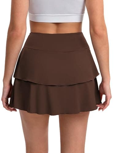 DLOODA Tennis Skirt for Women, Double Ruffle Golf Skirt High Waisted Flowy Athletic Skort with Pockets Workout Pickleball Y2K thumbnail 2