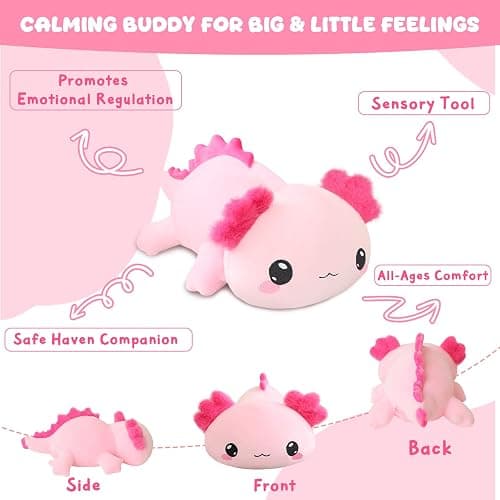 TOYSYM Weighted Stuffed Animals, Axoltol Stuffed Animal with Weighted Beads, Cute Plush Toy Pillow Gifts for Adults Kids Boys Girls thumbnail 5